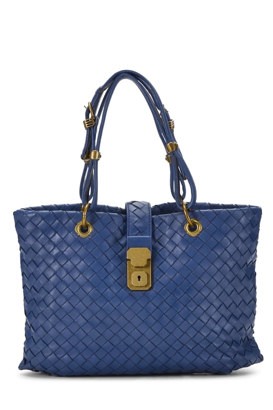 Bottega Veneta Blue Intrecciato Capri Tote Small