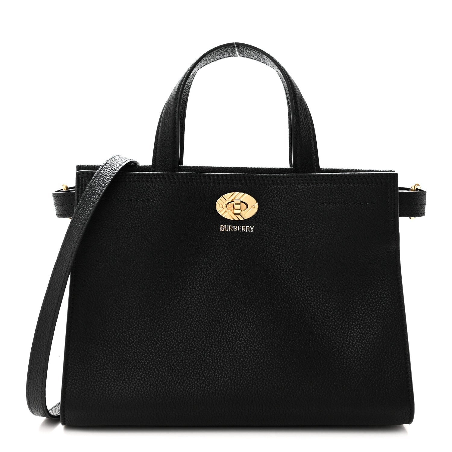 Burberry Grainy Calfskin Nova Check Mini Cotswolds Tote Black