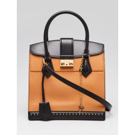 Louis Vuitton Brown/Black Grained Leather Studded Cour Marly PM Bag