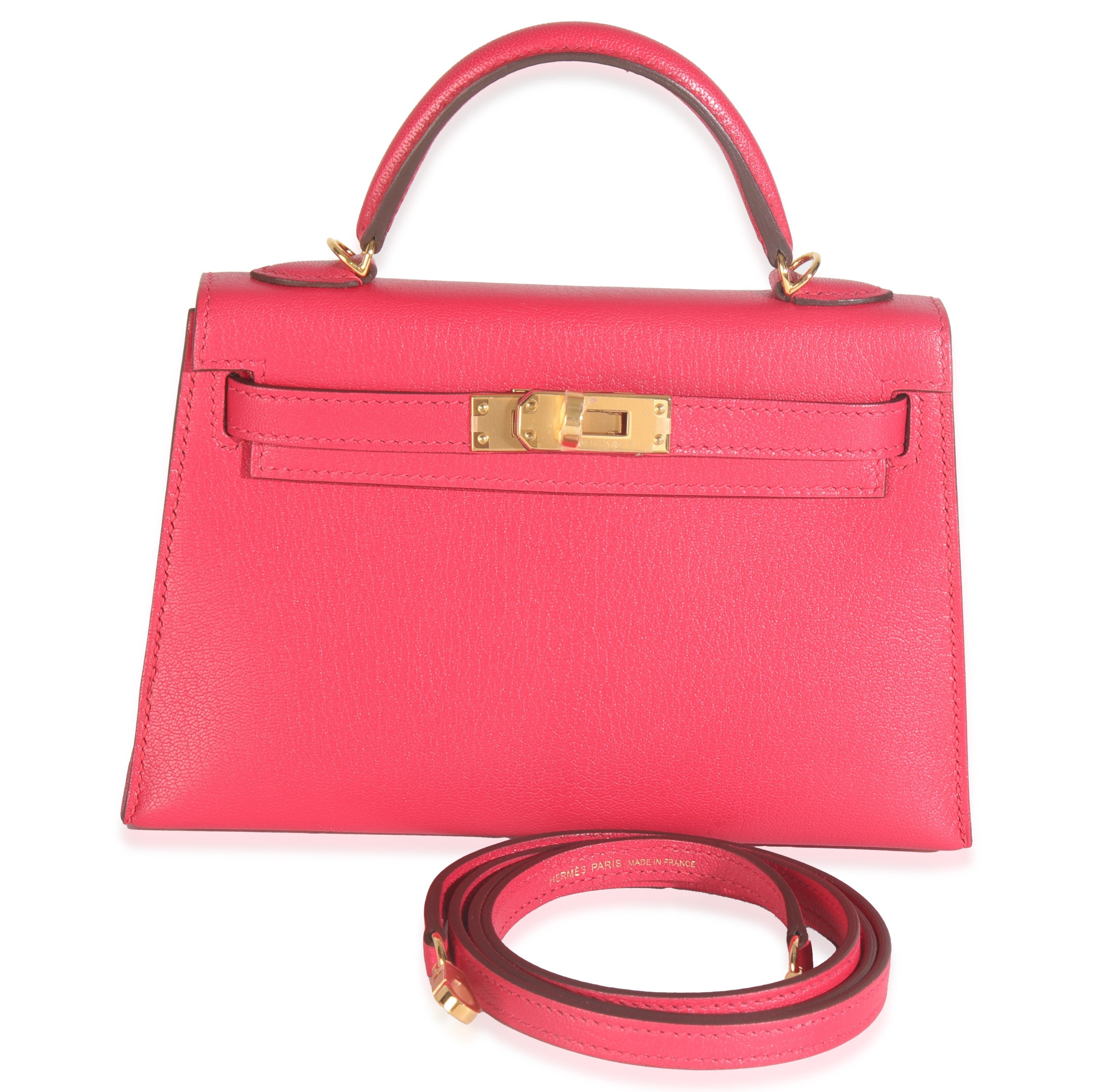 Hermes Rose Extreme Chevre Chamkila Sellier Mini Kelly II 20 GHW