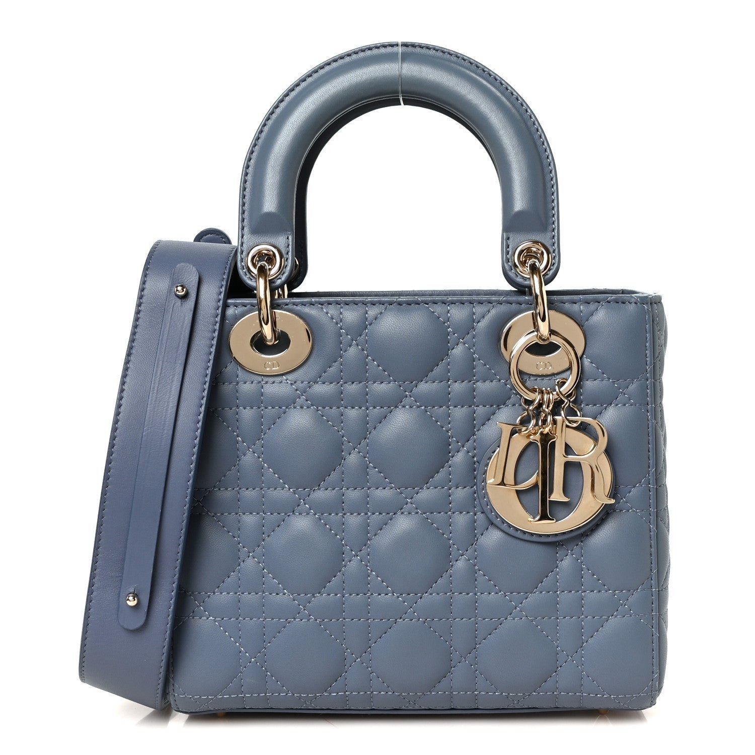 Christian Dior Lambskin Cannage Small My ABCDior Lady Dior Denim Blue