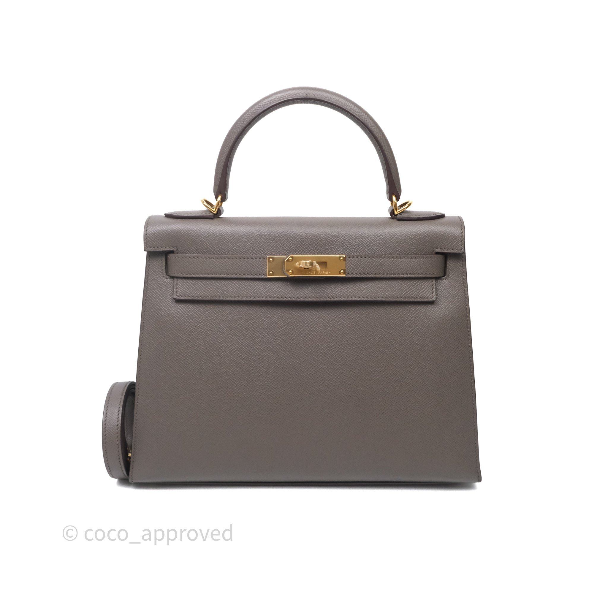 Hermès Kelly 28 8F Étain Epsom Gold Hardware