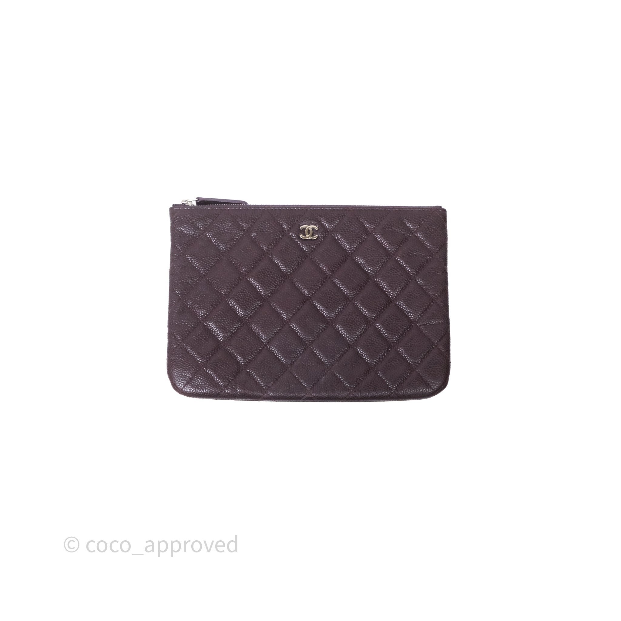 Chanel CC Pouch Caviar Dark Purple Silver Hardware