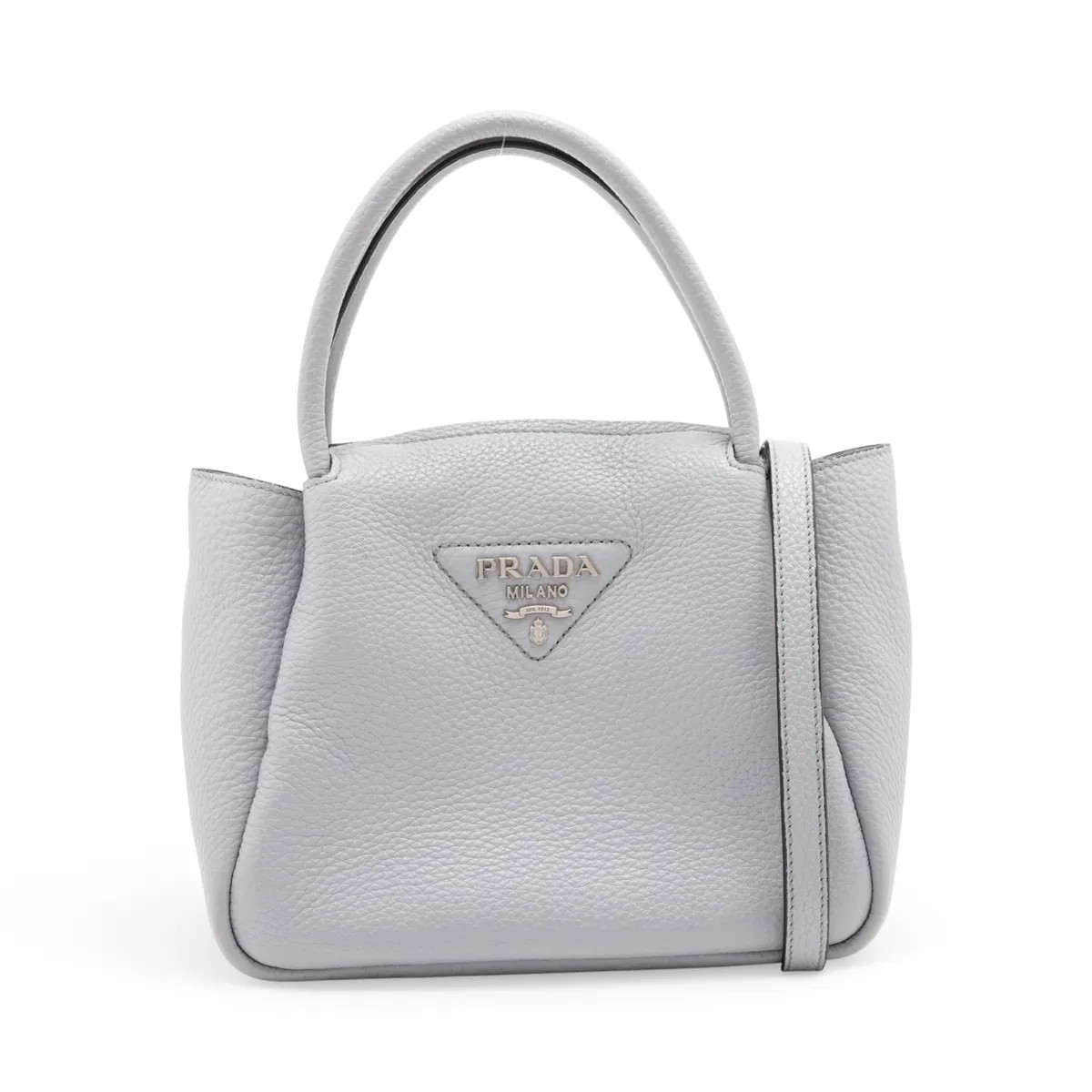 Prada Vitello Daino Leather 2 Way Handbag Blue