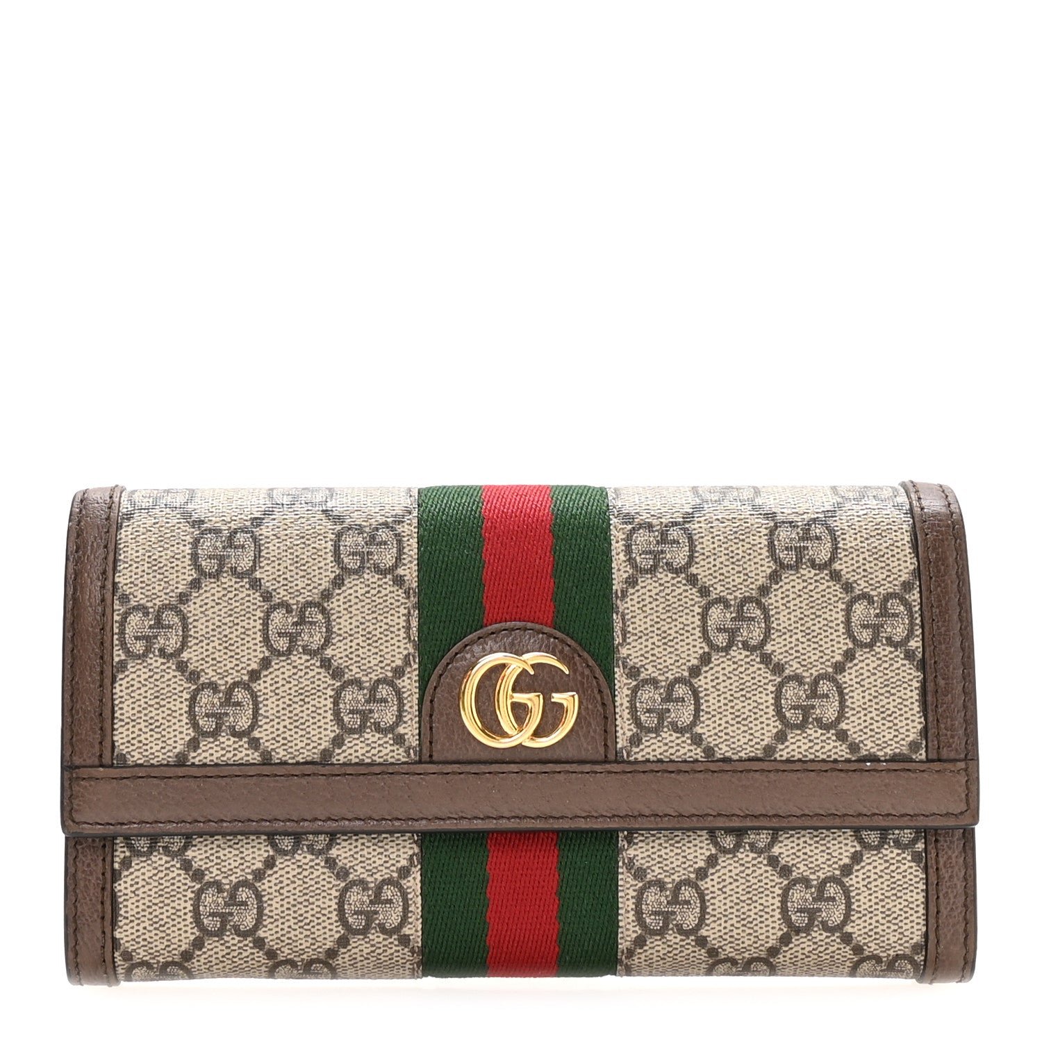 Gucci Gucci GG Supreme Monogram Web Ophidia Continental Wallet Brown