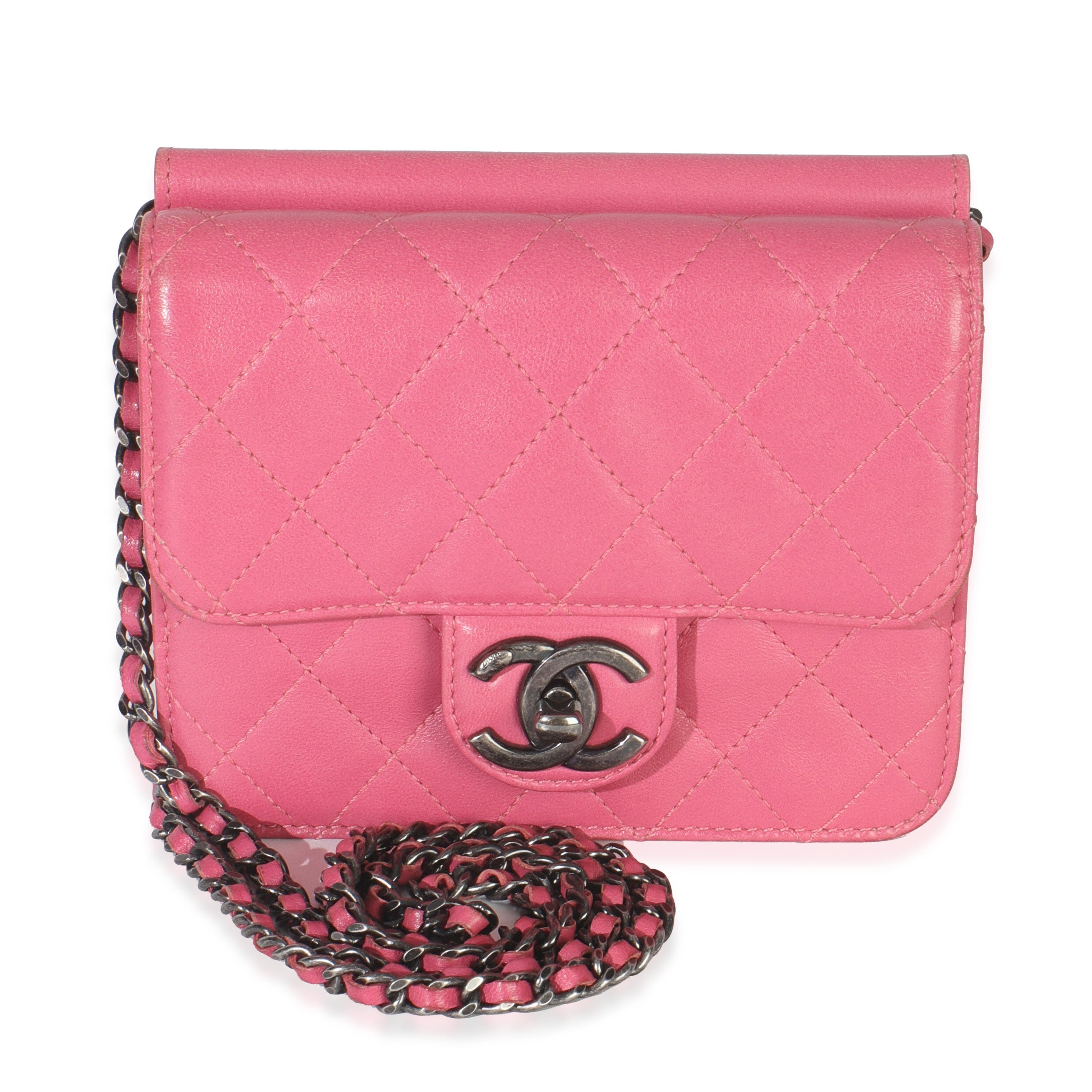 Chanel Pink Quilted Lambskin Mini Crossing Times Flap Bag