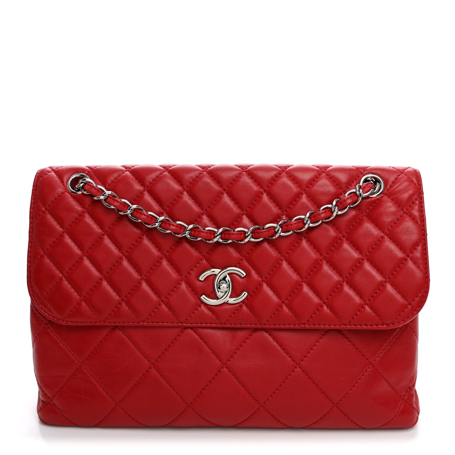 Calfskin Quilted In the Business Flap Bag Red