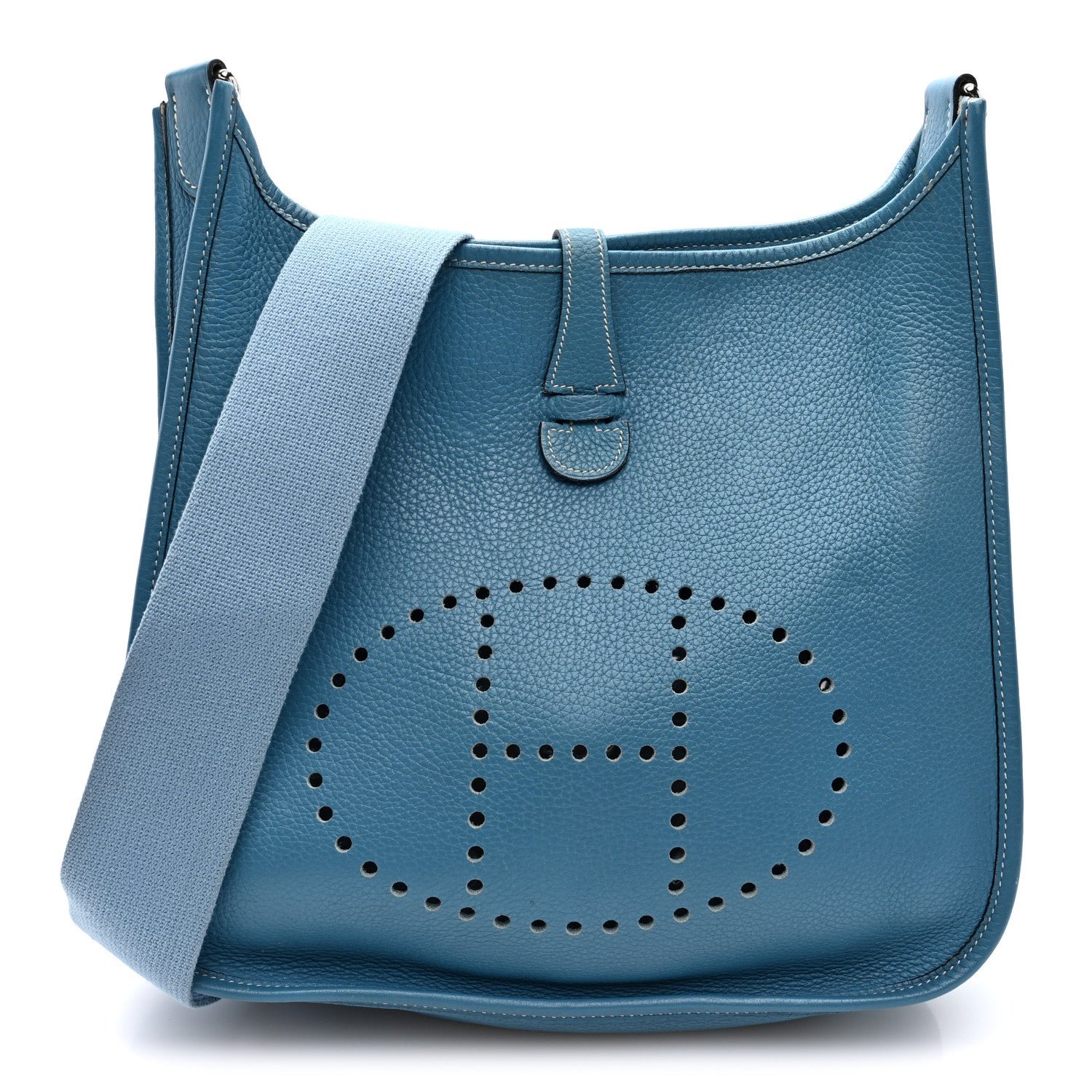Hermes Taurillon Clemence Evelyne II PM Blue Jean