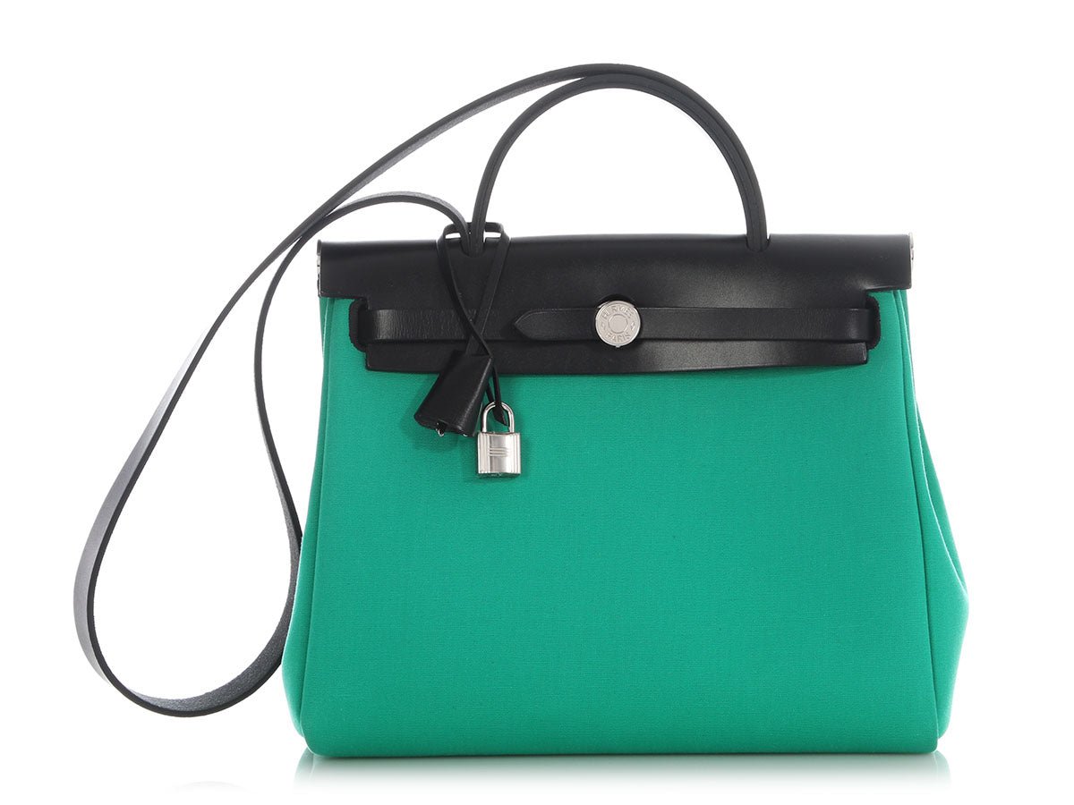 Hermes Hermès Menthe Toile Officier and Black Vache Hunter Herbag Zip 31