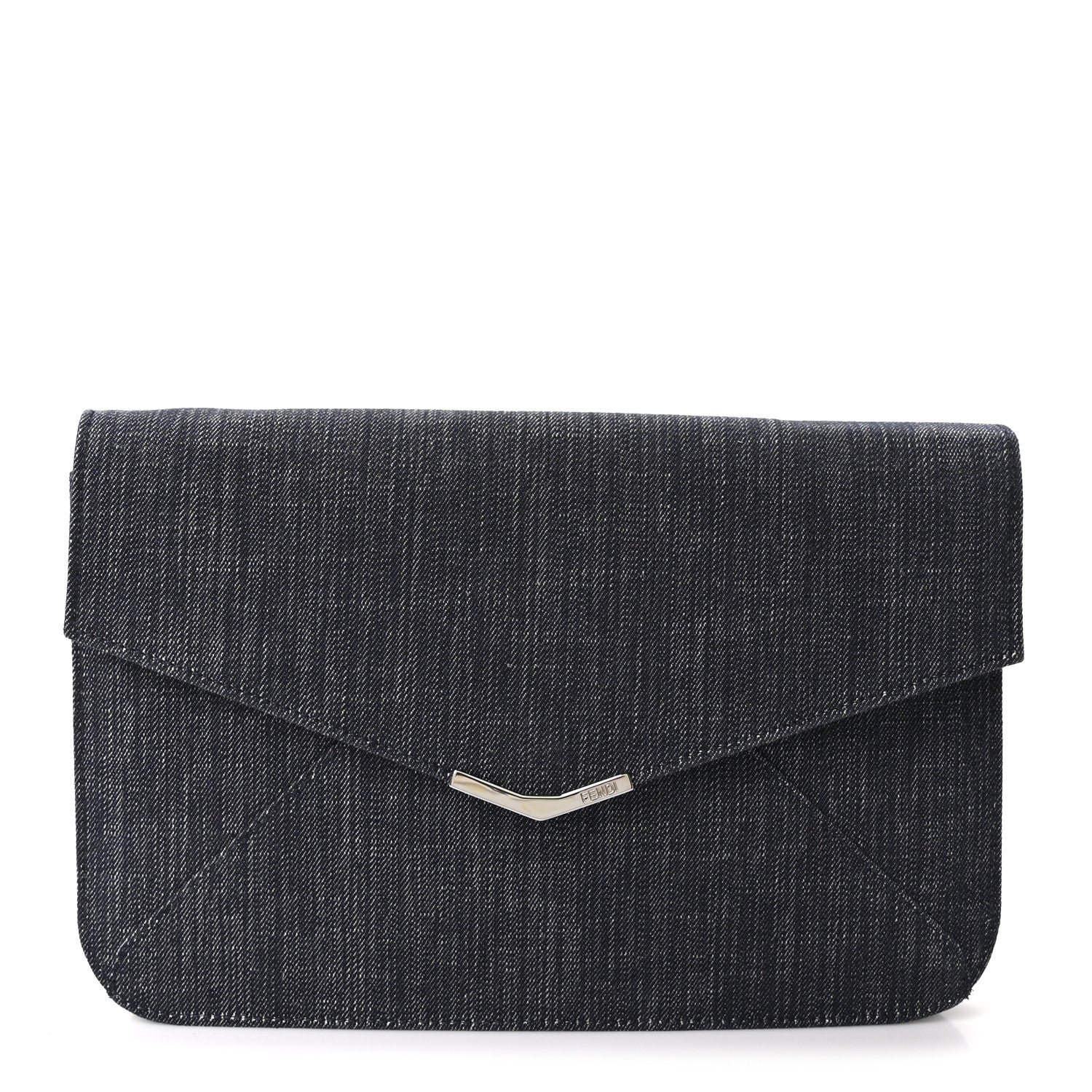 Fendi Denim 2Jours Clutch Blue Black