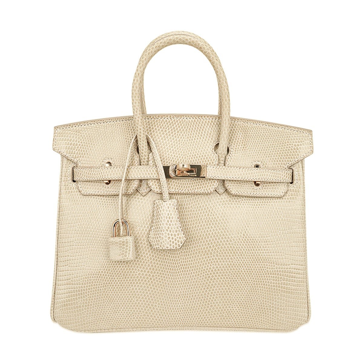Hermes Hermes Limited Edition Vintage Birkin 25 Bag Blanc Casse Lizard with Gold Hardware
