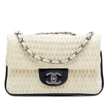 CC Bicolor Woven Lambskin and Patent Flap
