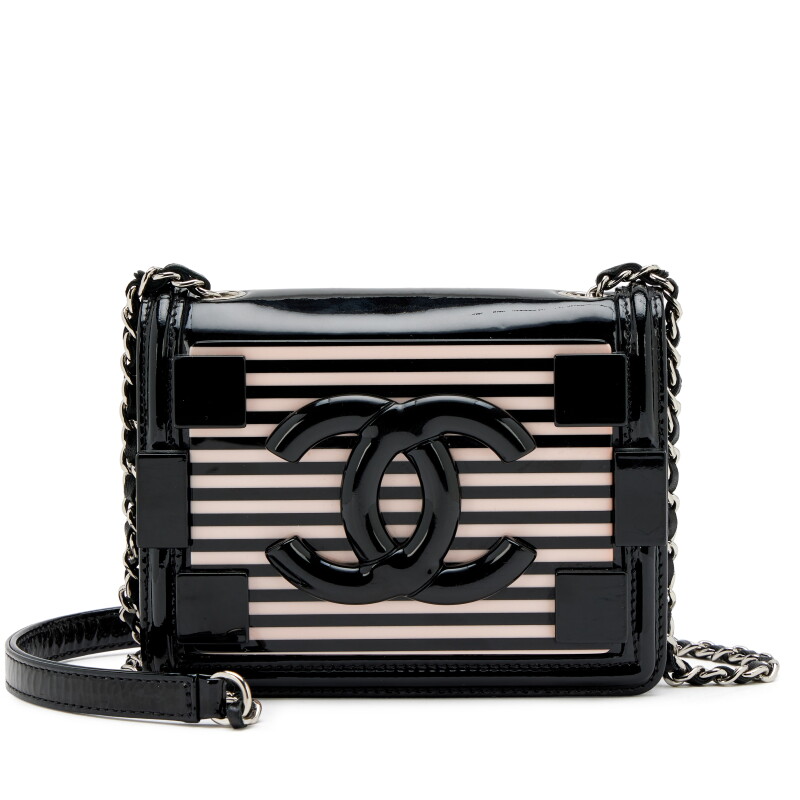Pink and Black Plexiglass and Leather Boy Brick Flap Bag Silver Hardware, 2014