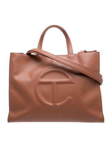 Vegan Leather Medium Tan Shopping Bag Medium