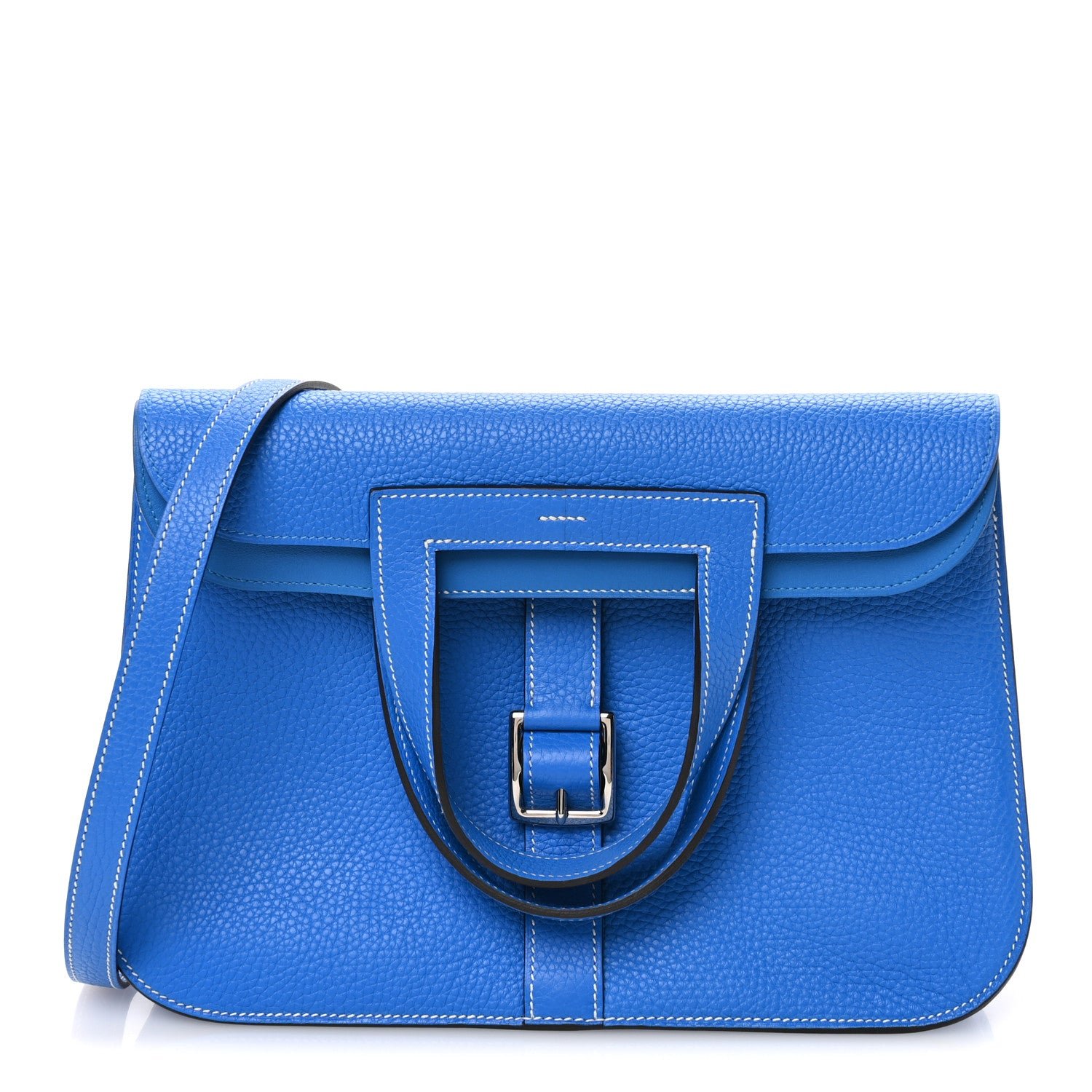 Hermes Taurillon Clemence Halzan 31 GM Bleu Zanzibar