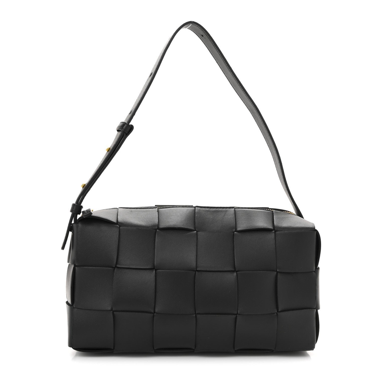 Bottega Veneta Lambskin Maxi Intrecciato Brick Cassette Bag Black Black