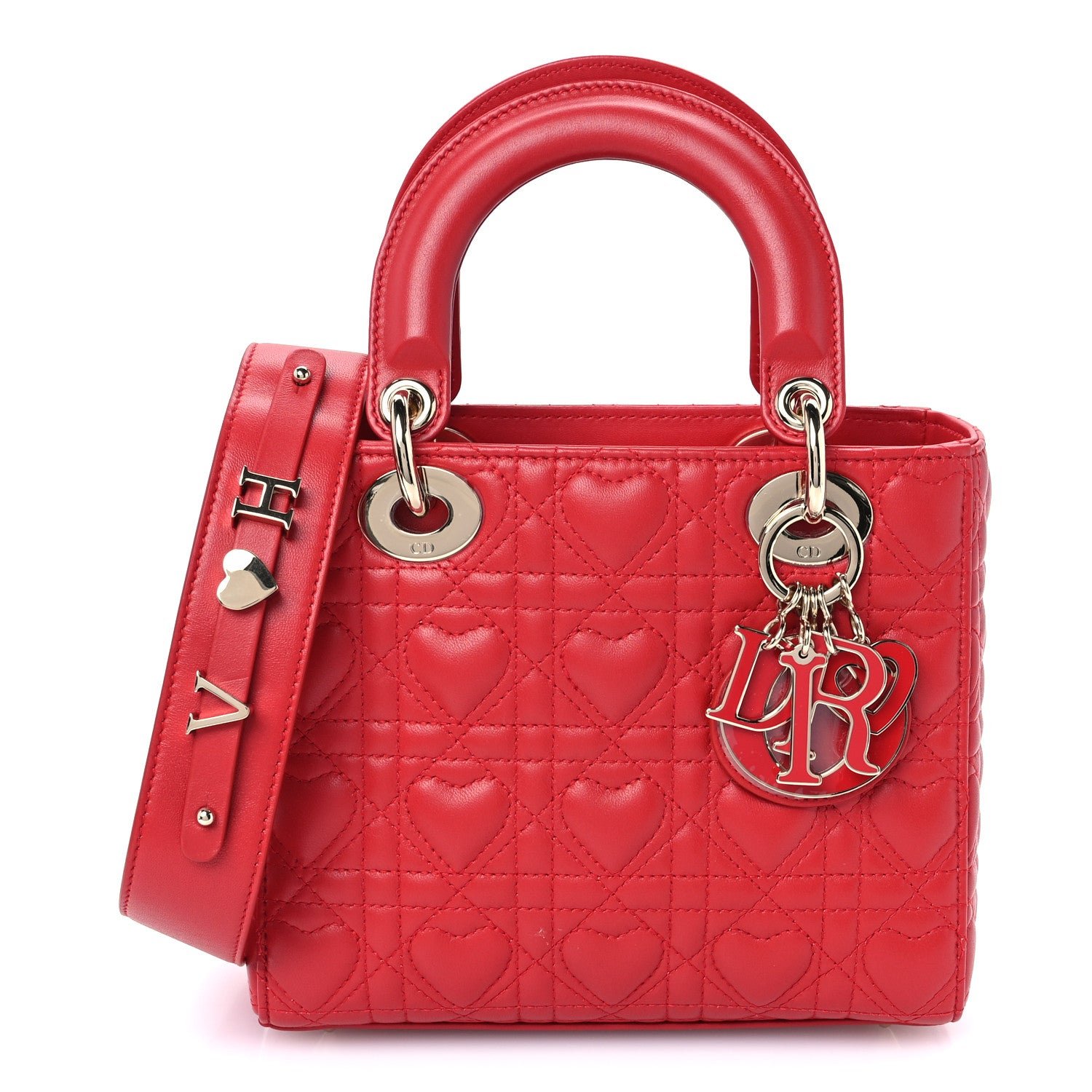 Christian Dior Lambskin Cannage Dioramour Small My ABCDior Lady Dior Spicy Red