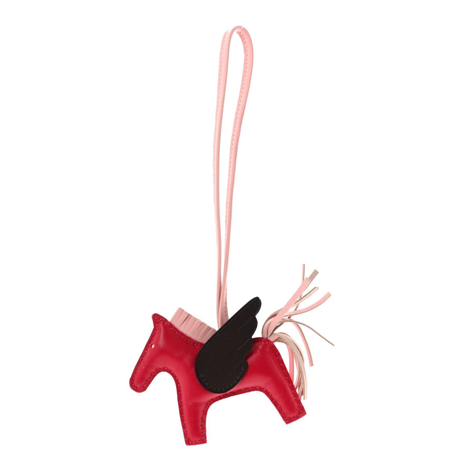 Hermes Milo Lambskin Grigri Rodeo Pegase Horse Bag Charm PM Framboise Rose Sakura Rouge Sellier