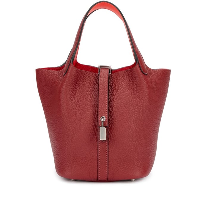 Hermes Rouge H Clemence and Orange Field Swift Verso Picotin Lock 18 Palladium Hardware, 2024