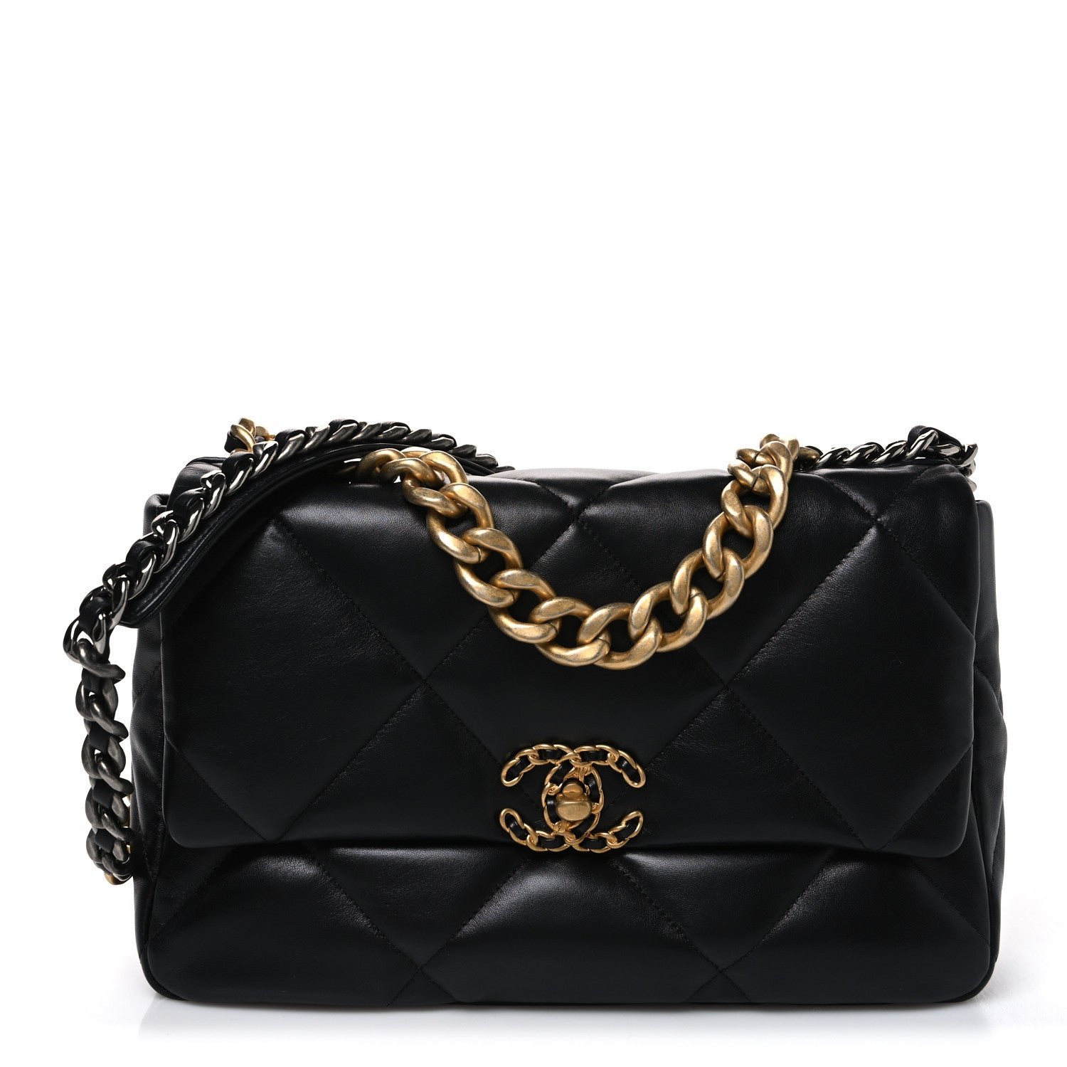 Chanel Lambskin Quilted Large Chanel 19 Flap Black