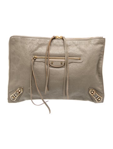 Leather Motocross Metallic Edge Clutch