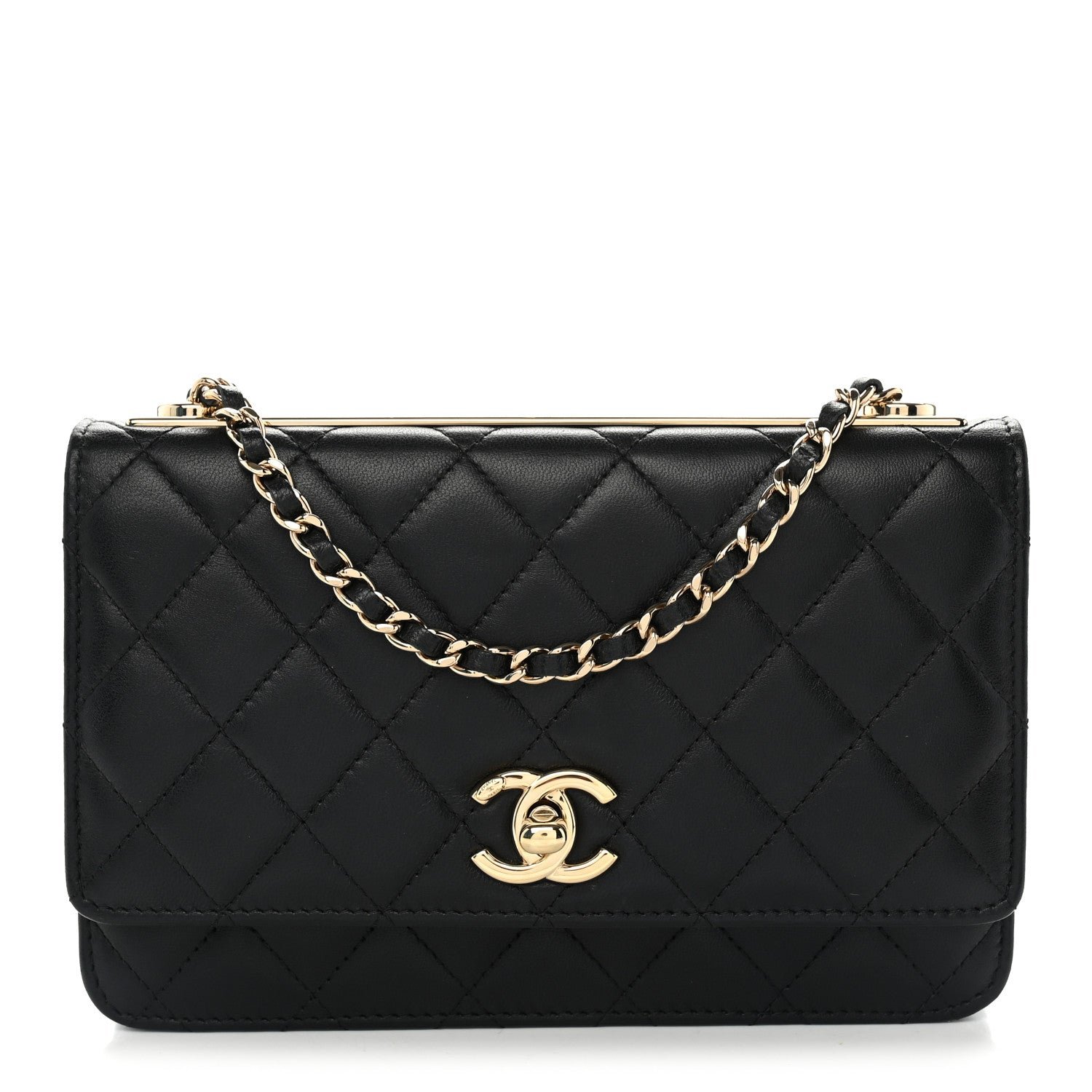 Chanel Lambskin Quilted Trendy CC Wallet On Chain WOC Black