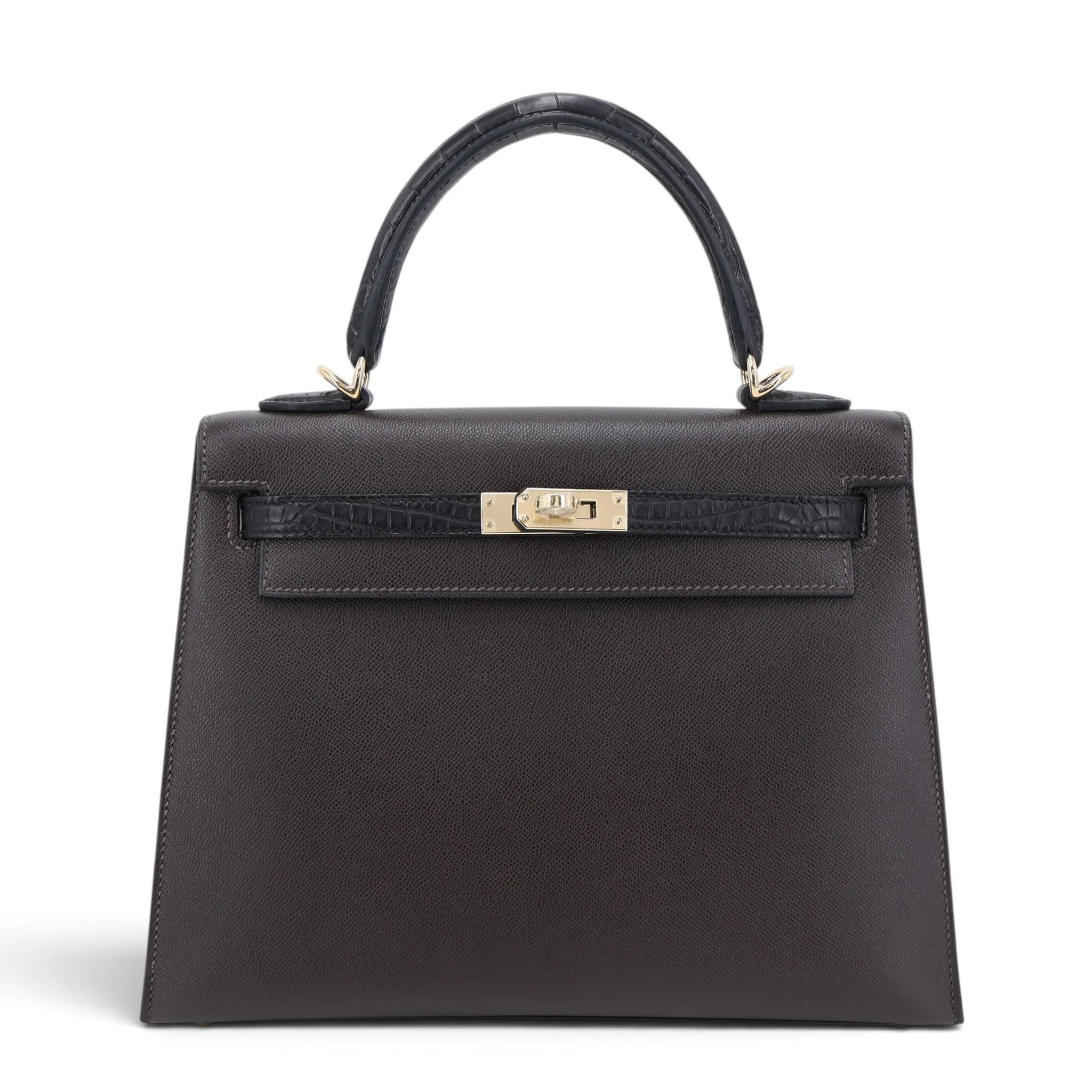 Brand New ( Rank N ) HERMÈS Kelly 25 Sellier Touch Bai Brun（T3） Noir (89) Matte Alligator Madame Permabrass hardware G (2026)