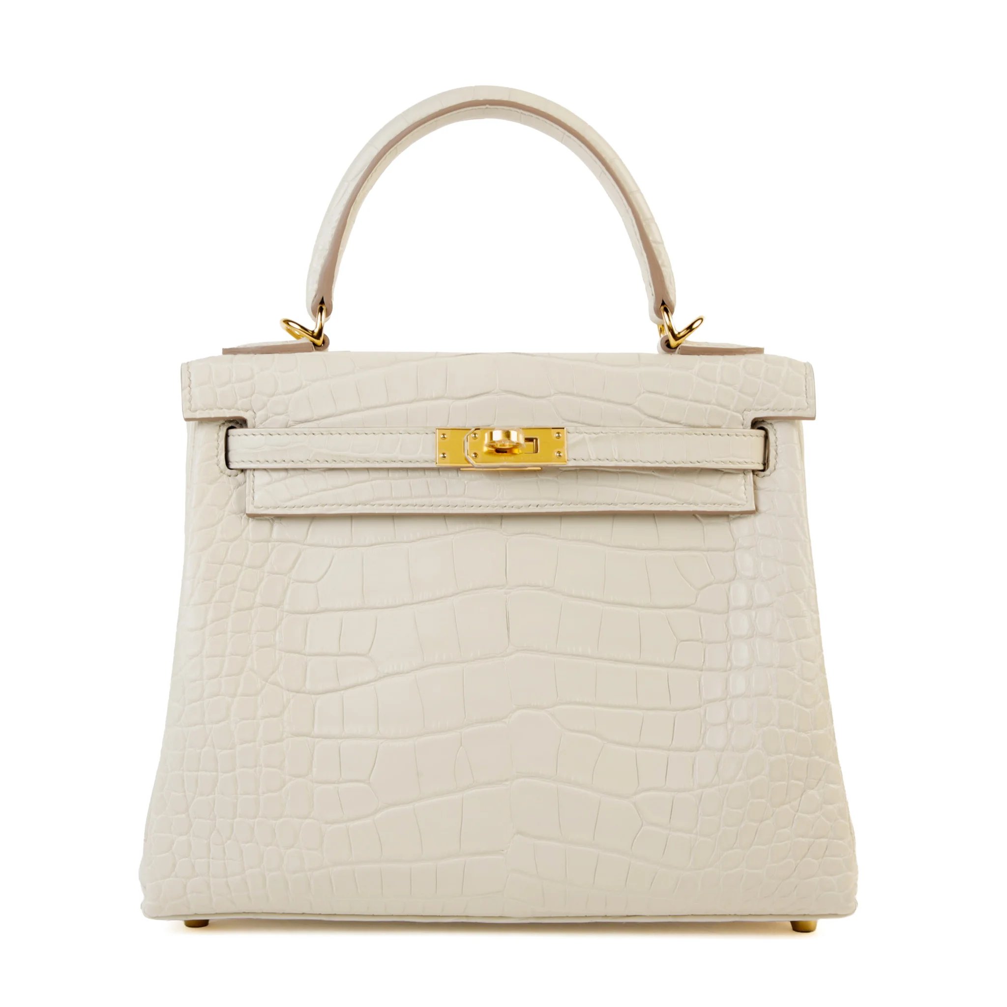 Brand New ( Rank N ) HERMÈS Kelly 25 Beton (8L) Matte Alligator Gold hardware K (2025)