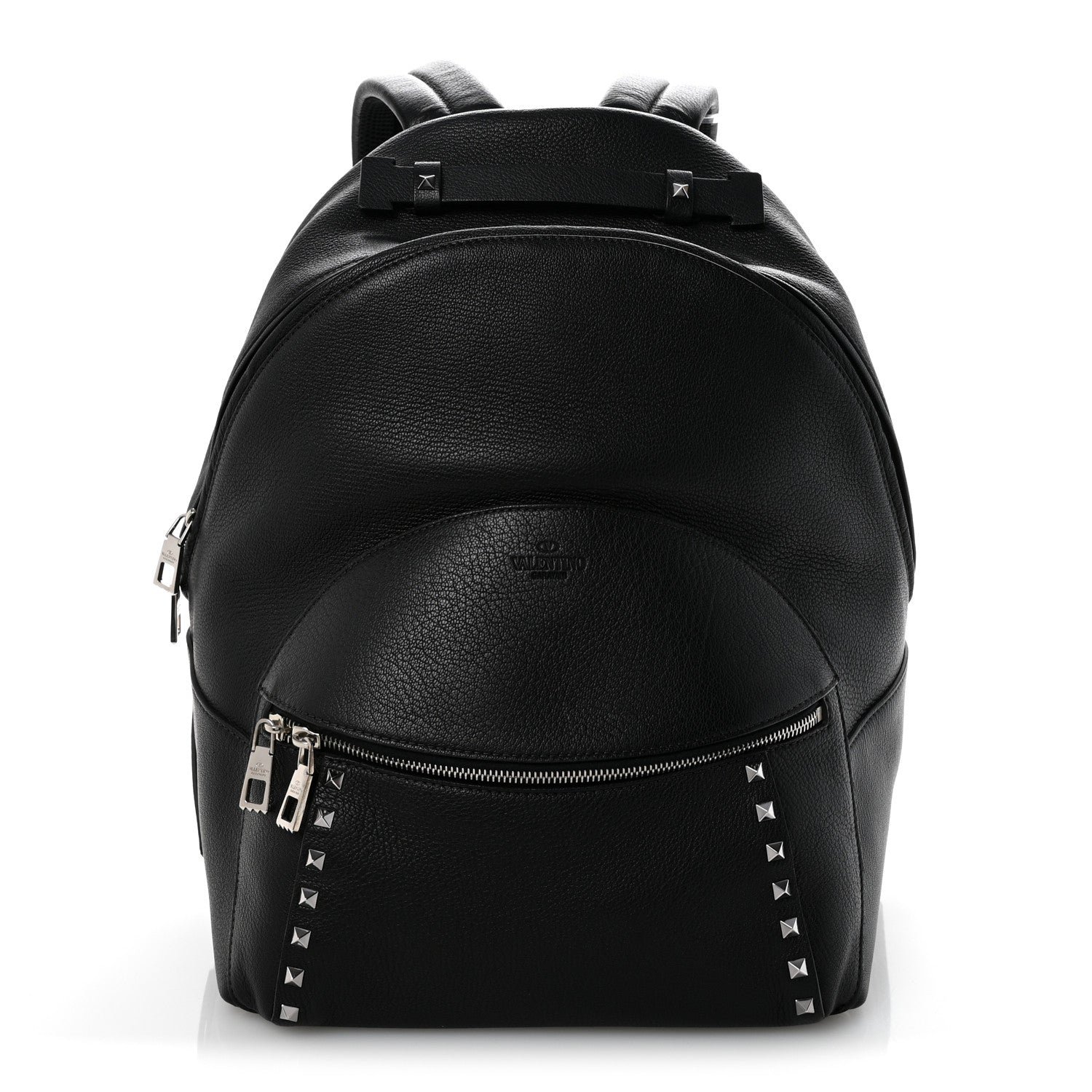 Valentino Garavani Grained Calfskin Rockstud Backpack Black