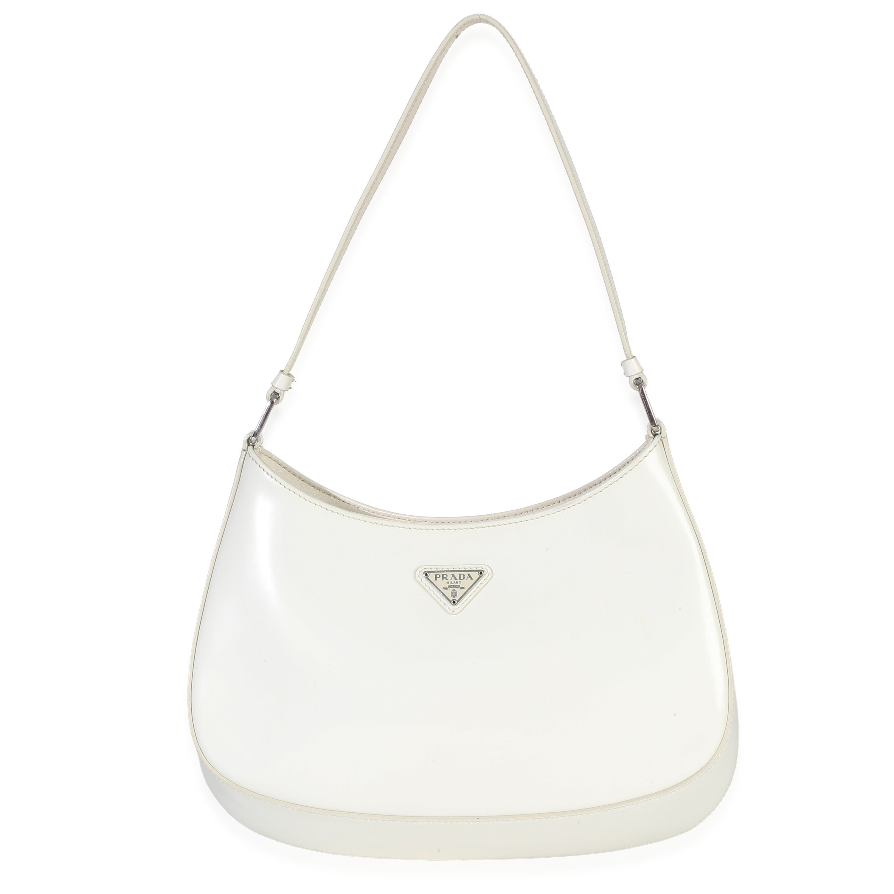 Prada White Spazzolato Cleo Bag
