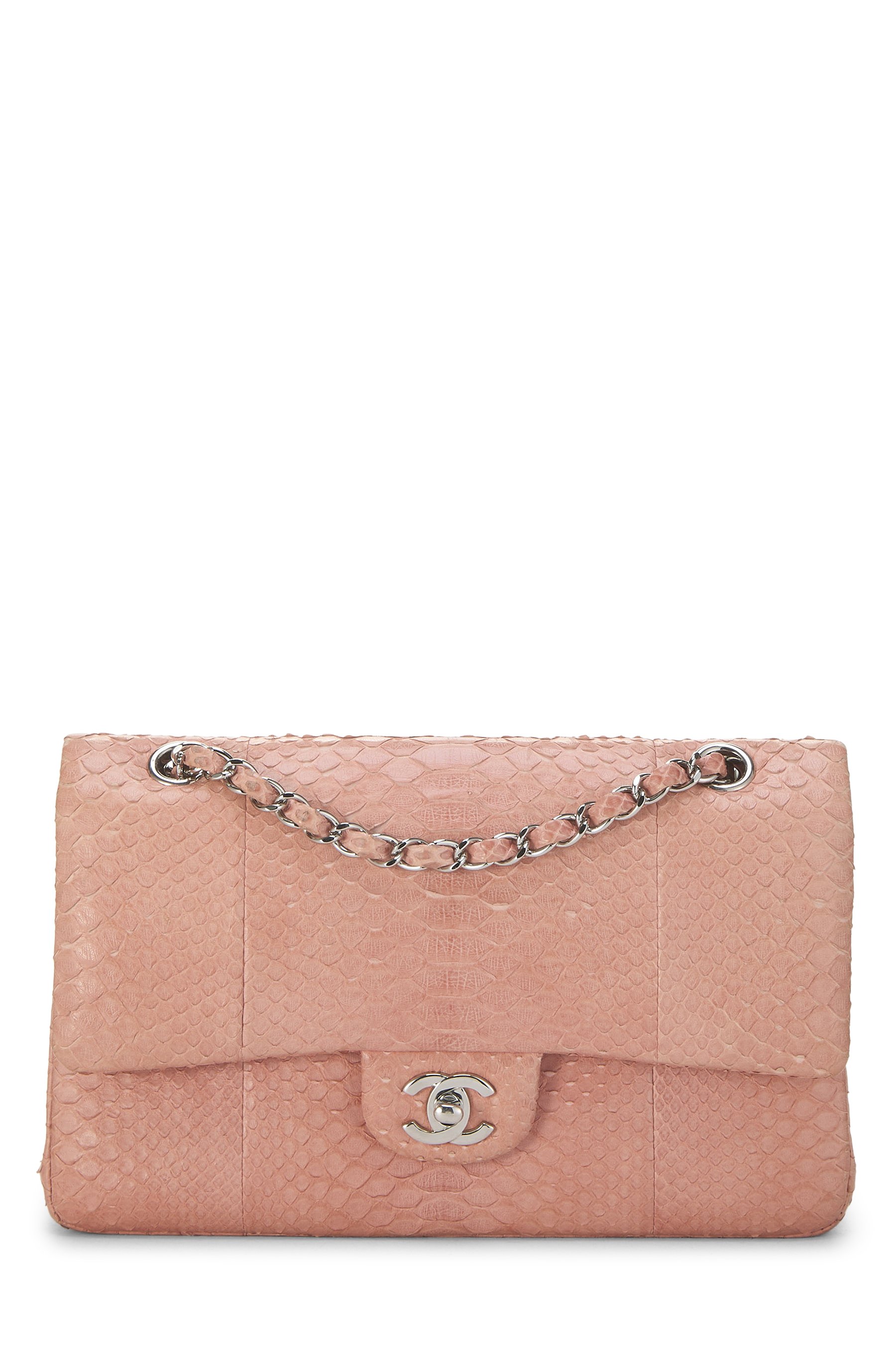 Pink Python Classic Double Flap Medium
