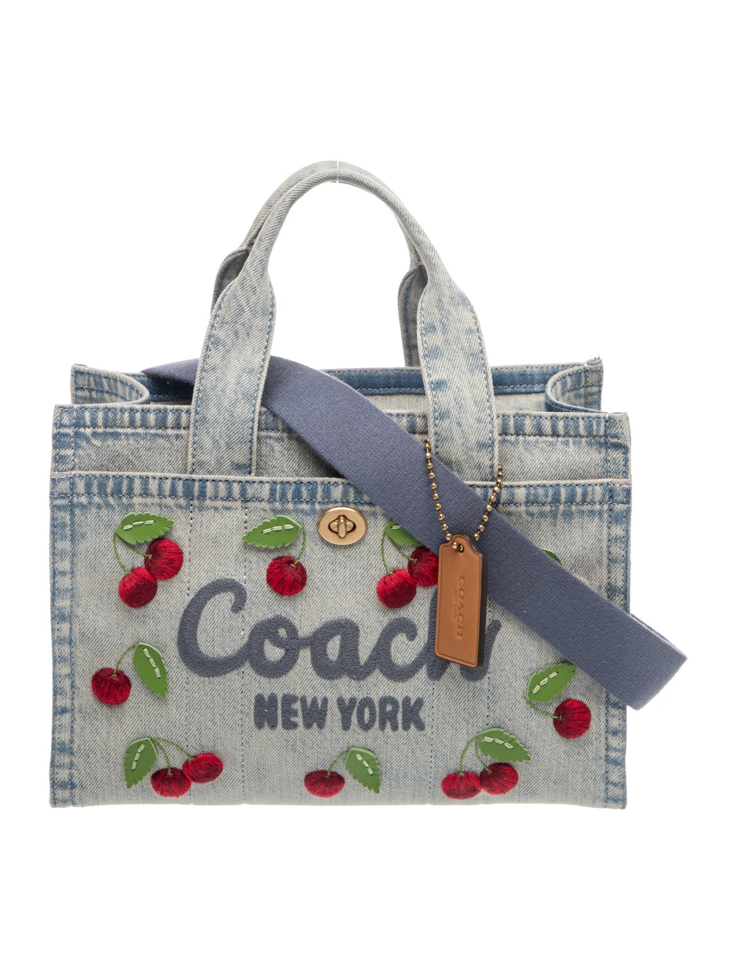 Denim Cargo Tote Bag with Cherry Embroidery 26 2024