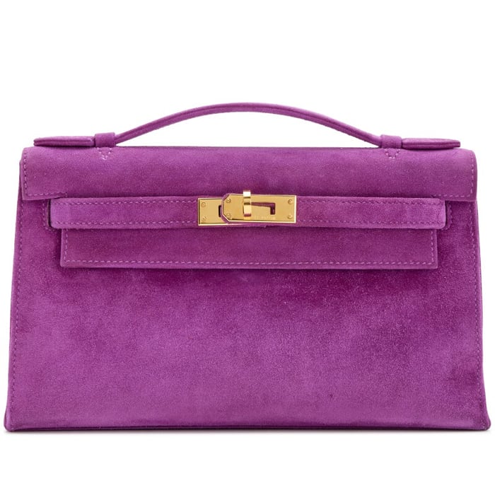 Hermes Violet Veau Doblis Kelly Pochette Gold Hardware, 2005