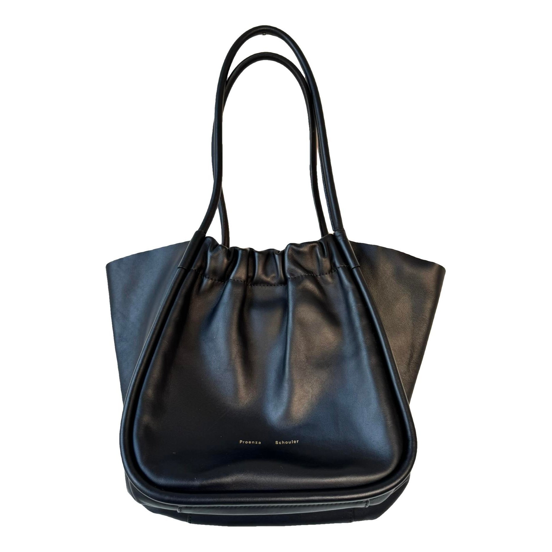 Ruched leather handbag