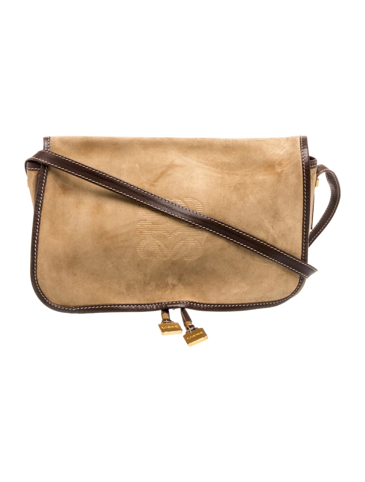 Suede Vintage Suede Anagram Crossbody Bag