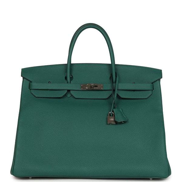 Hermes Pre-owned Hermes Birkin 40 Malachite Togo Palladium Hardware