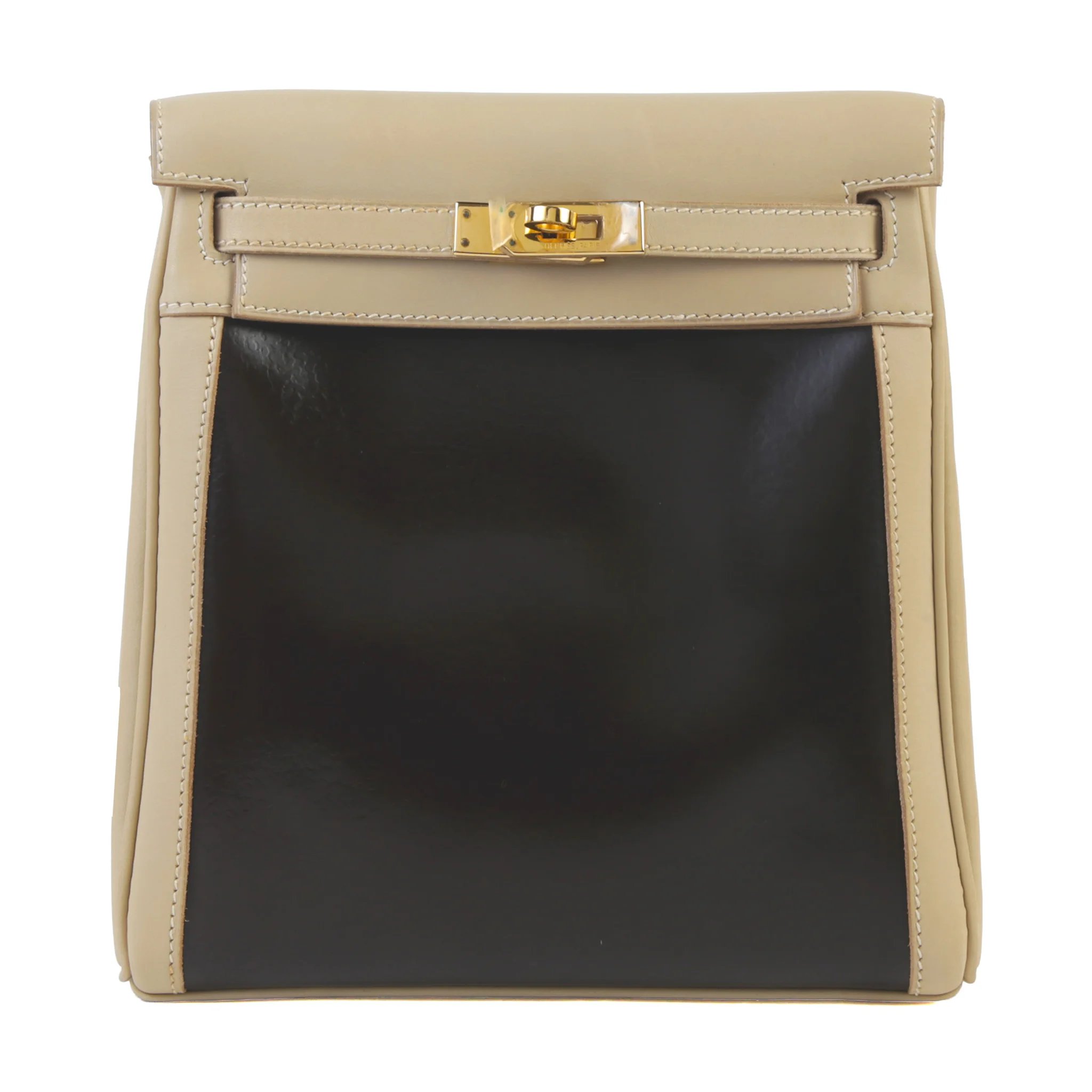 Very Good ( Rank A) HERMÈS Kelly Ado PM Beige Box-calf Amazonia Gold hardware Square E (2001)