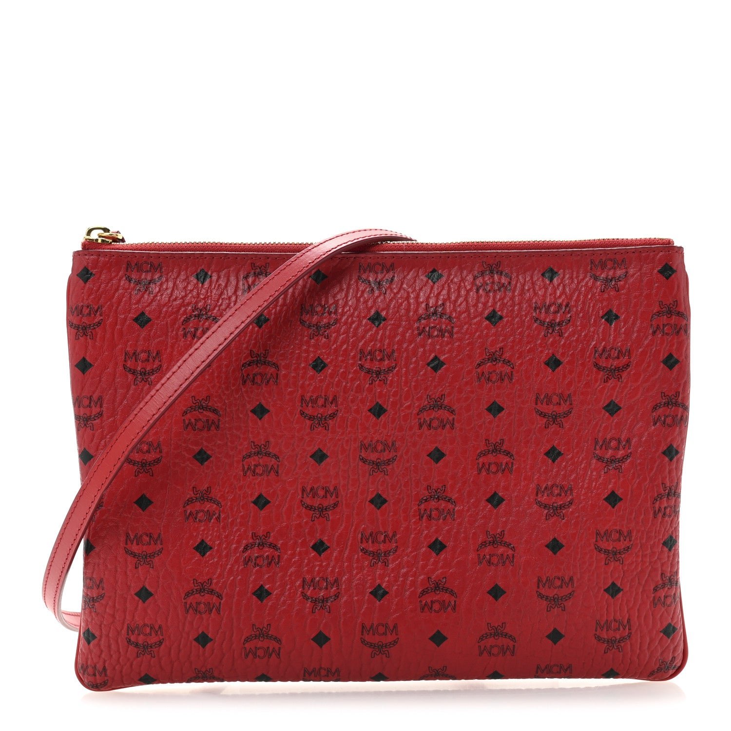 MCM Visetos Medium Crossbody Pouch Ruby Red