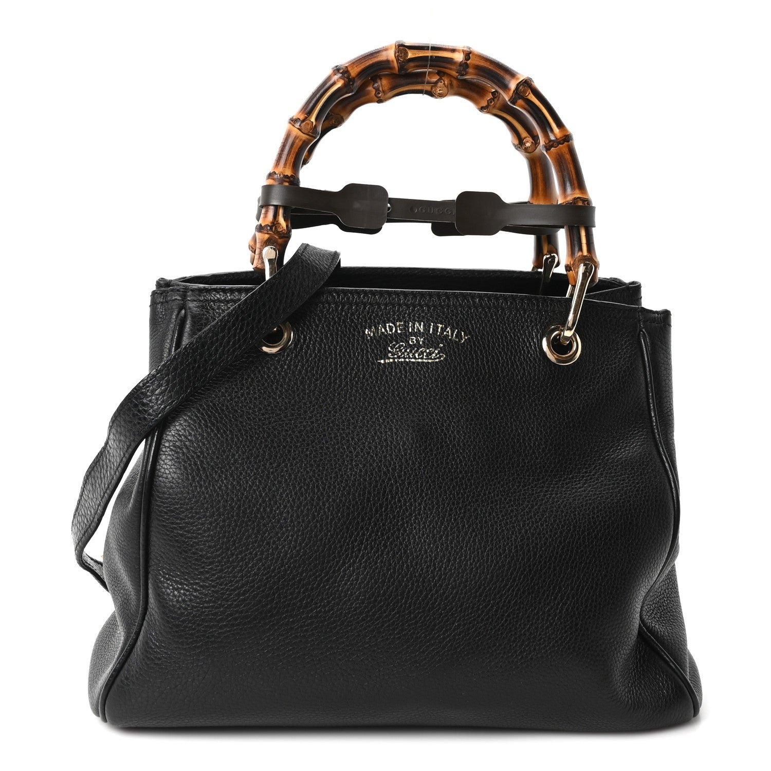 Gucci Calfskin Small Bamboo Shopper Tote Black