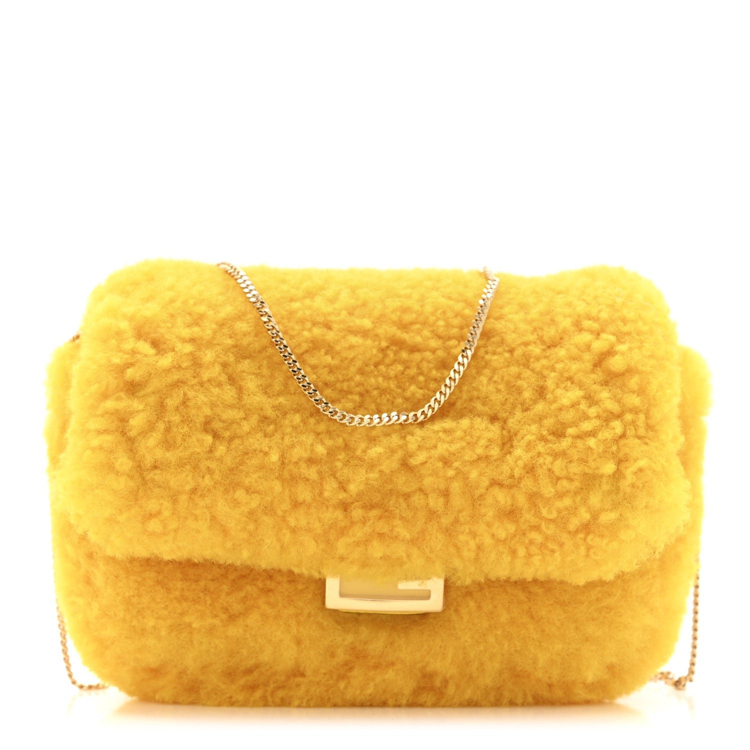Fendi Shearling Vitello Grace Nano Baguette Charm Narciso