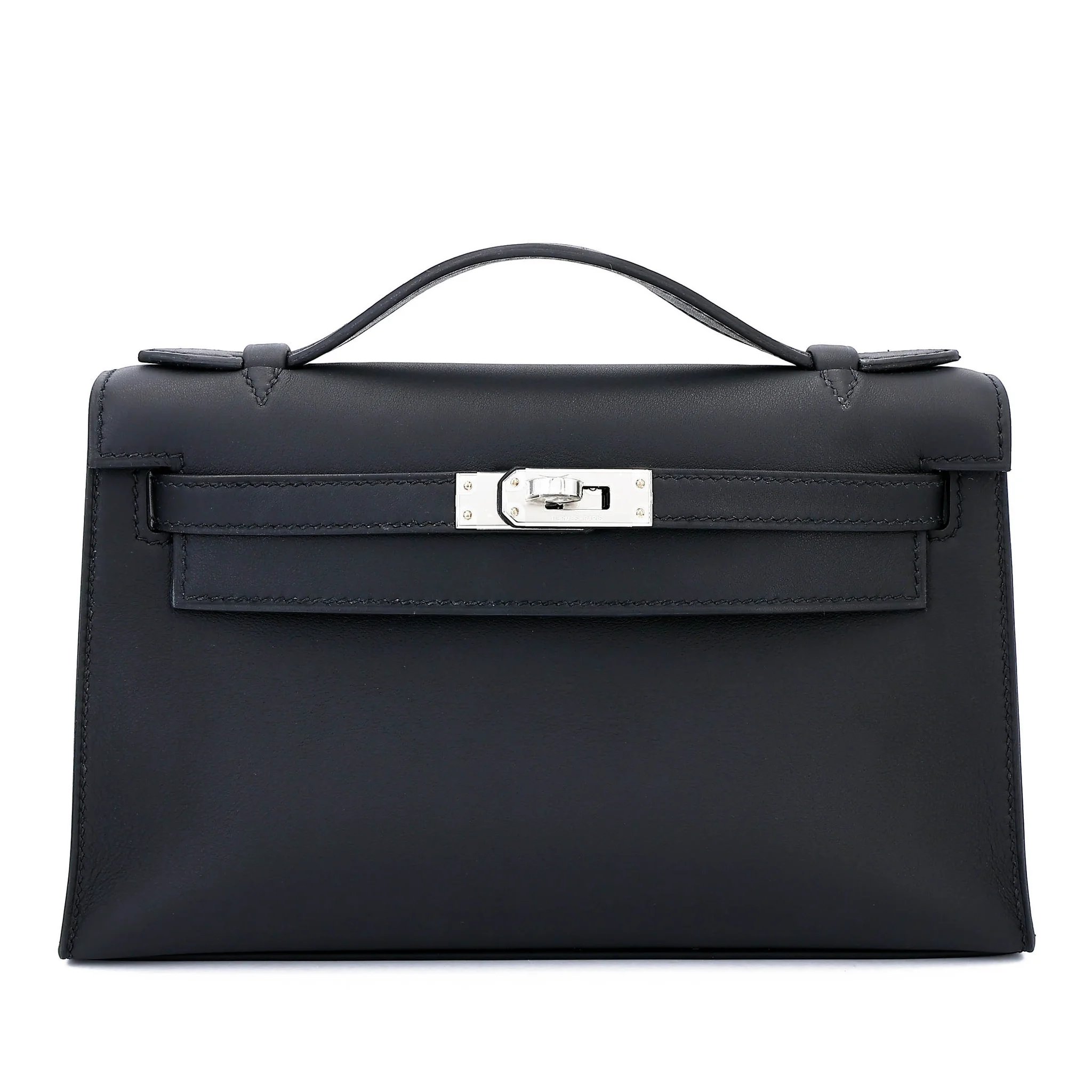 Brand New ( Rank N ) HERMÈS Kelly Pochette Noir (89) Swift Palladium hardware G (2026)