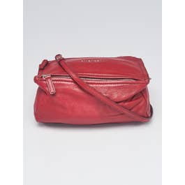 Givenchy Givenchy Red Textured Sugar Goatskin Leather Mini Pandora Bag