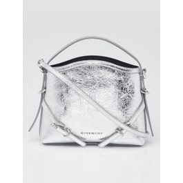 Givenchy Silver Crinkle Leather Nano Voyou Bag
