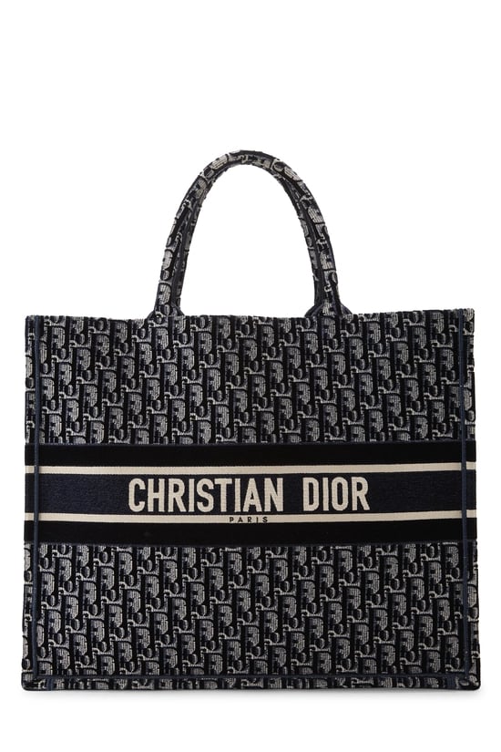 Dior Navy Velvet Book Tote Large