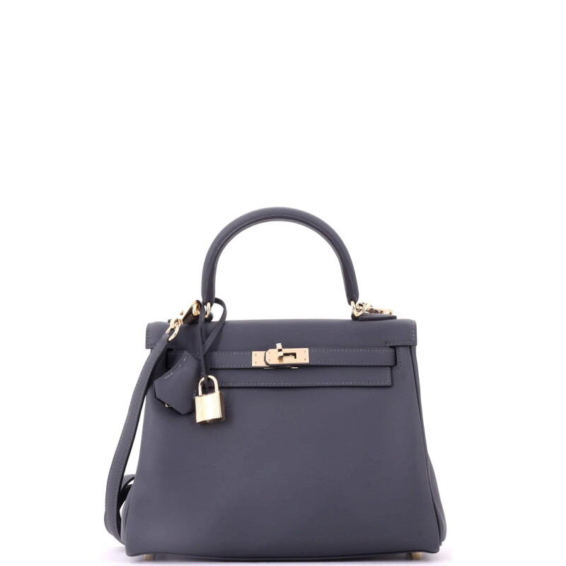 Gris Misty Swift and Black Verso Retourne Kelly 25 Permabrass Hardware, 2025