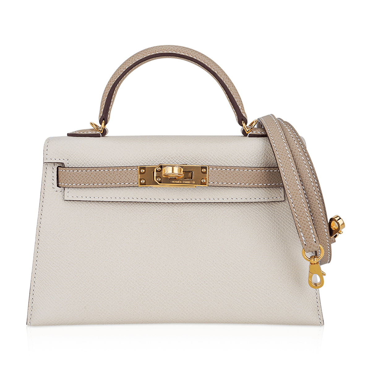 Hermes Hermes Special Order HSS Mini Kelly 20 Sellier Bag Nata and Trench Epsom Leather with Gold Hardware