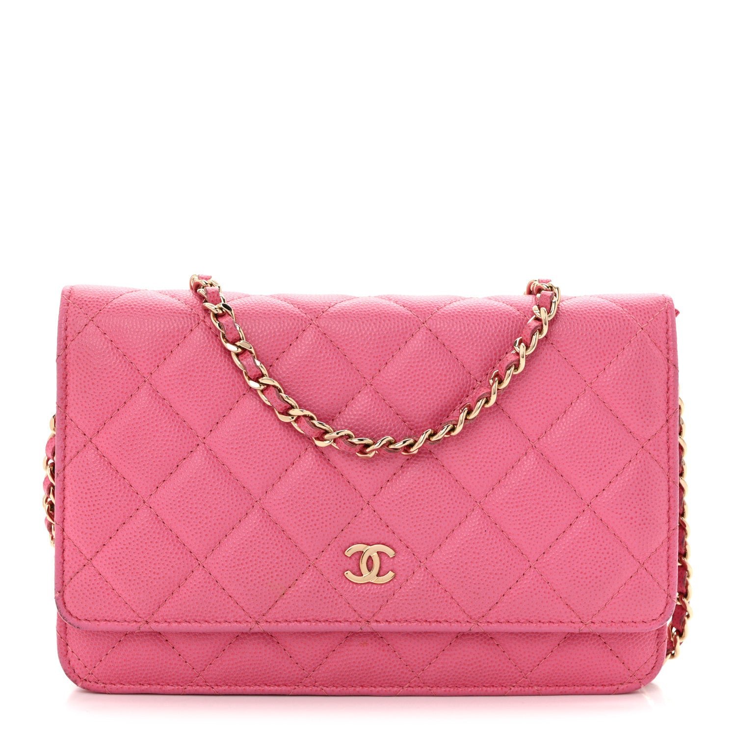 Chanel Caviar Quilted Wallet on Chain WOC Pink