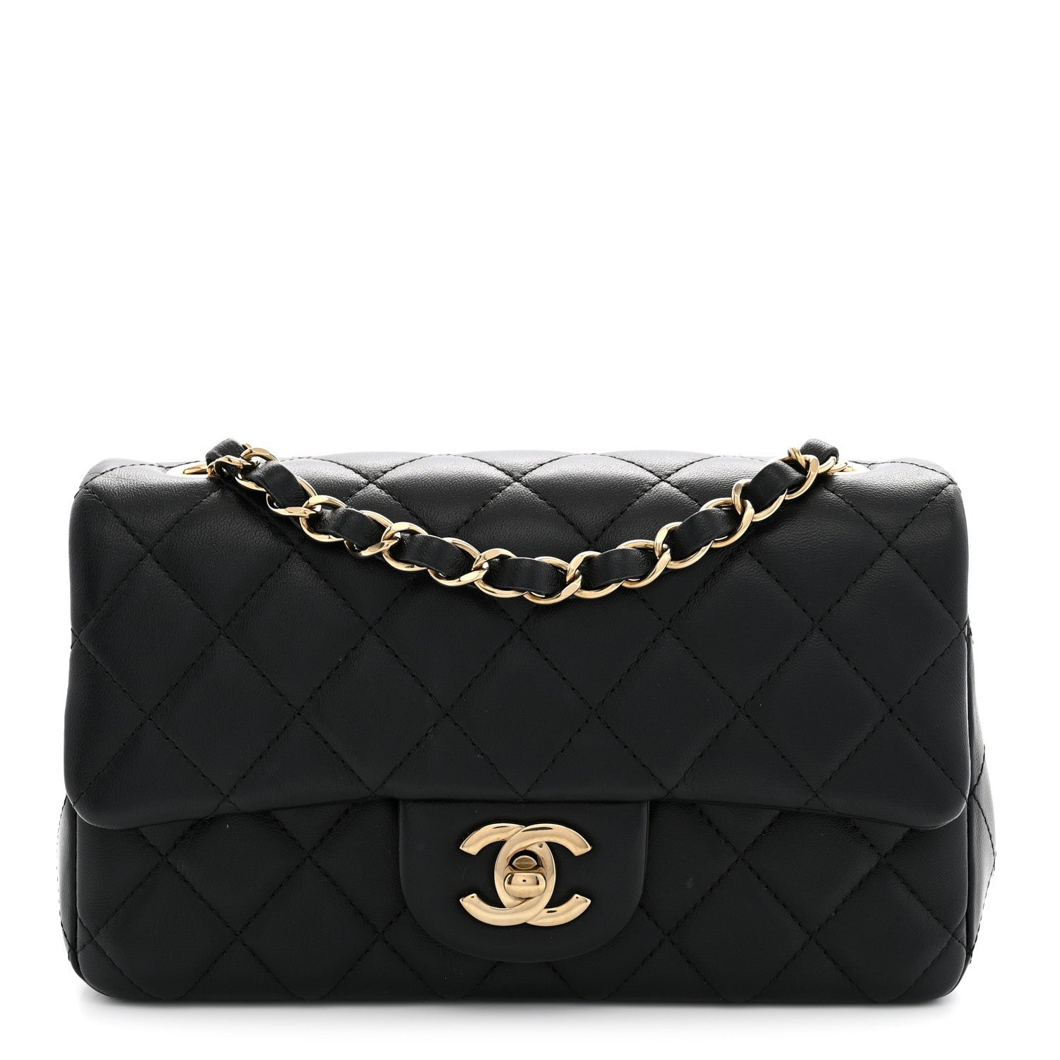 Chanel Lambskin Quilted Mini Rectangular Flap Black