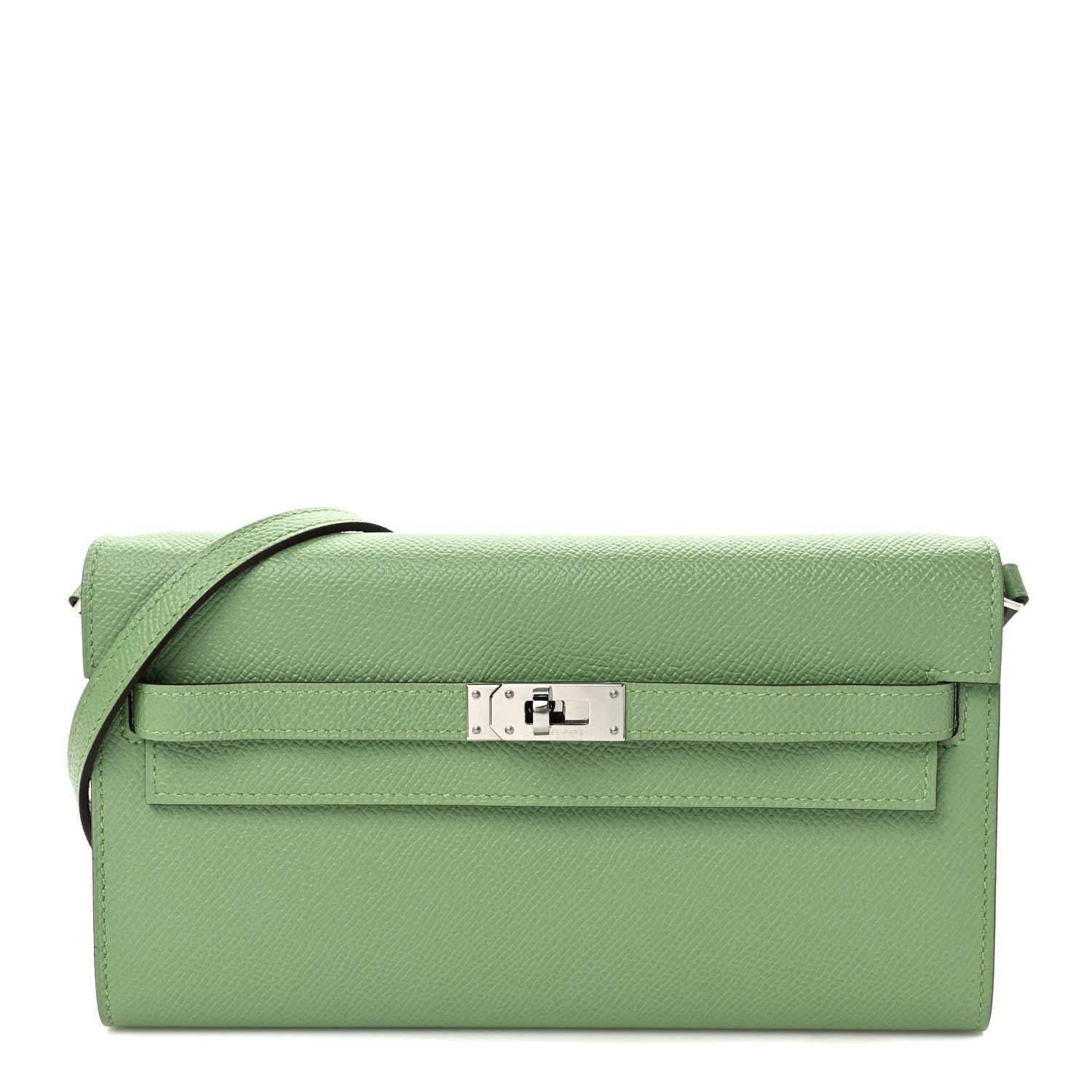 Hermes Epsom Kelly Wallet To Go Vert Criquet Blue Brume