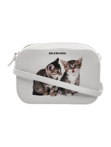 Leather Kitten Print Camera Bag